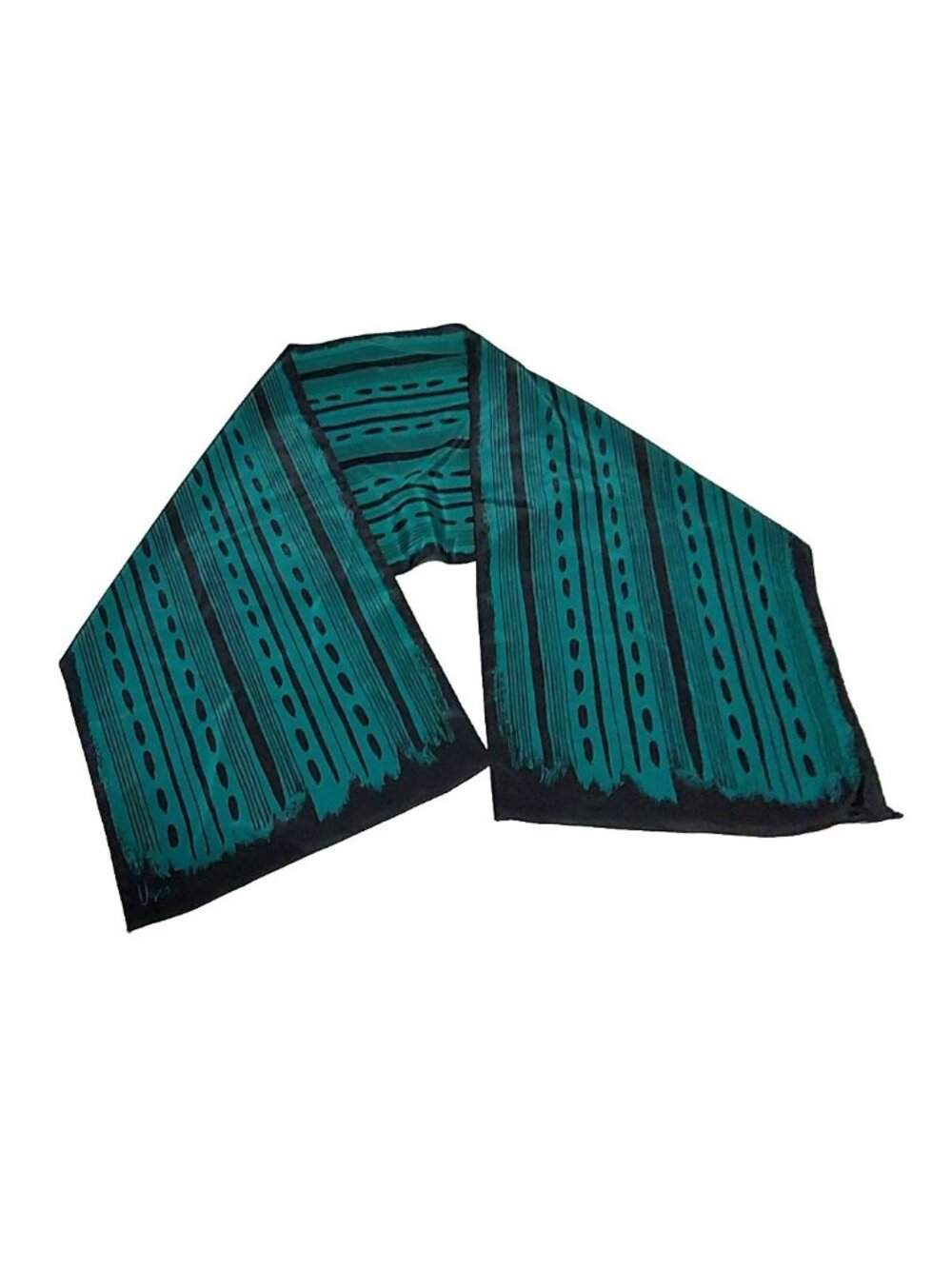 Vena scarf Green Black Rectangle 41" L x 10" W Striped Dots